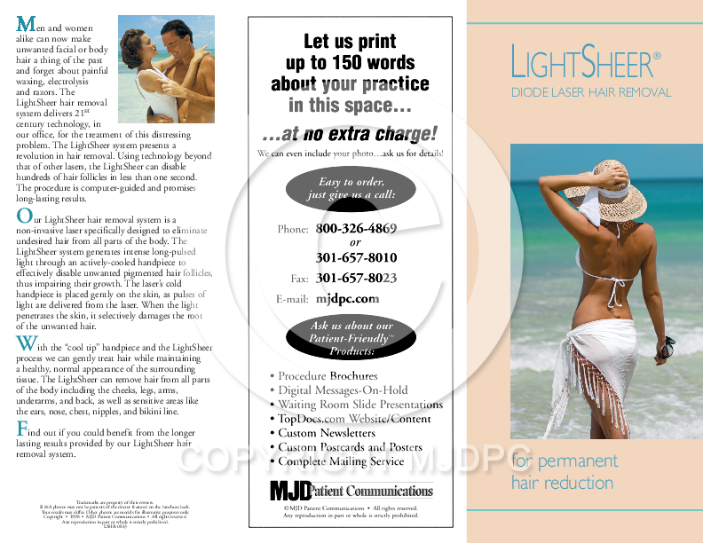 LightSheer - Laser Hair Removal Brochure: MJD Patient Communications